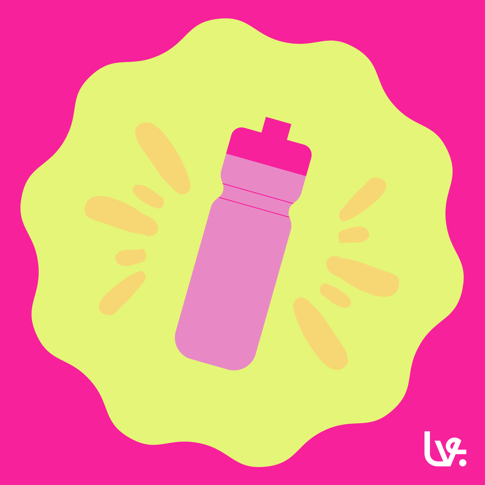 Water bottle graphic for holistic party guide