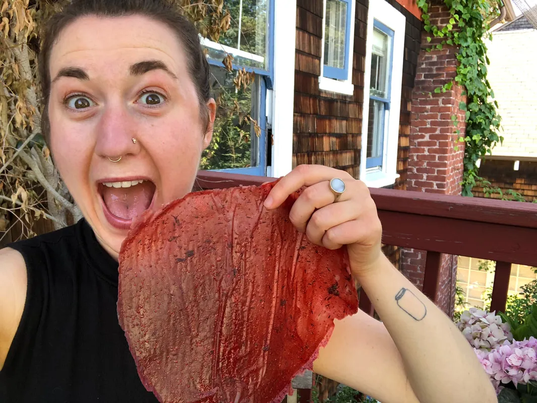 Kombucha SCOBY fruit leather and person smiling