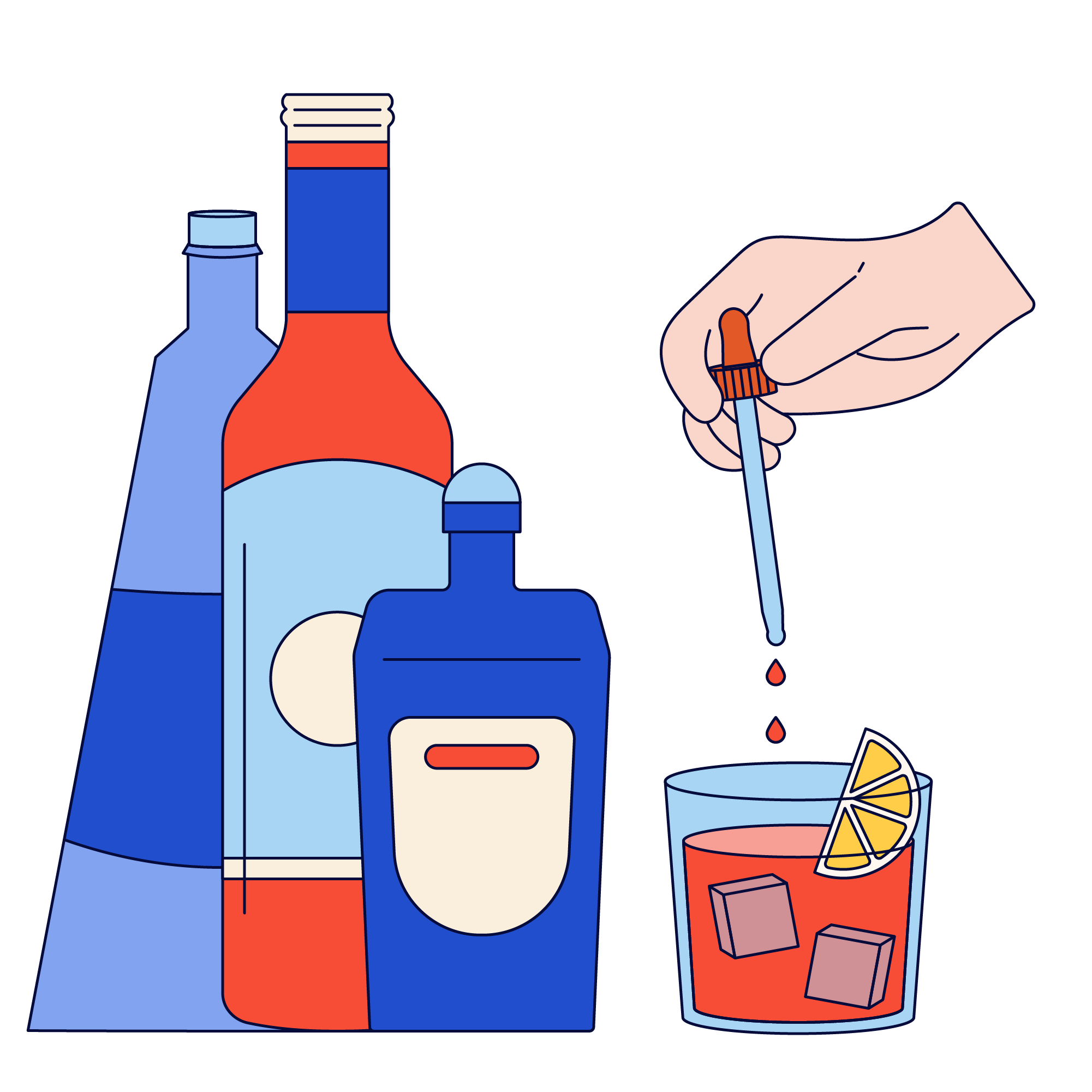 Non alcoholic bitters for mocktails and zero proof bar cart cocktails