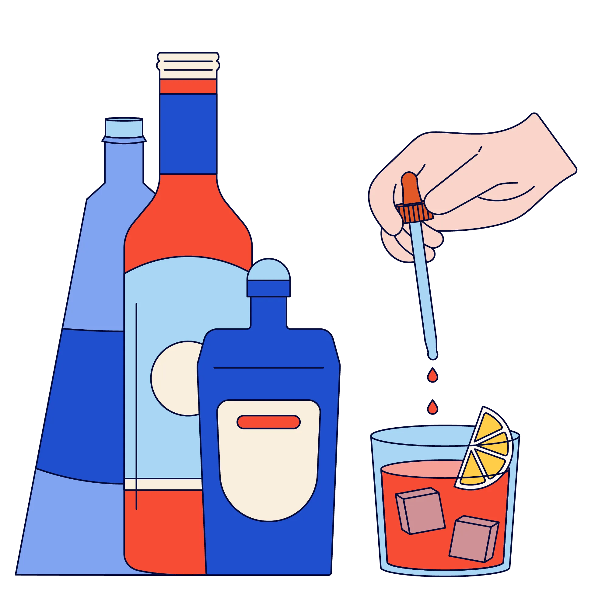 Non alcoholic bitters for mocktails and zero proof bar cart cocktails