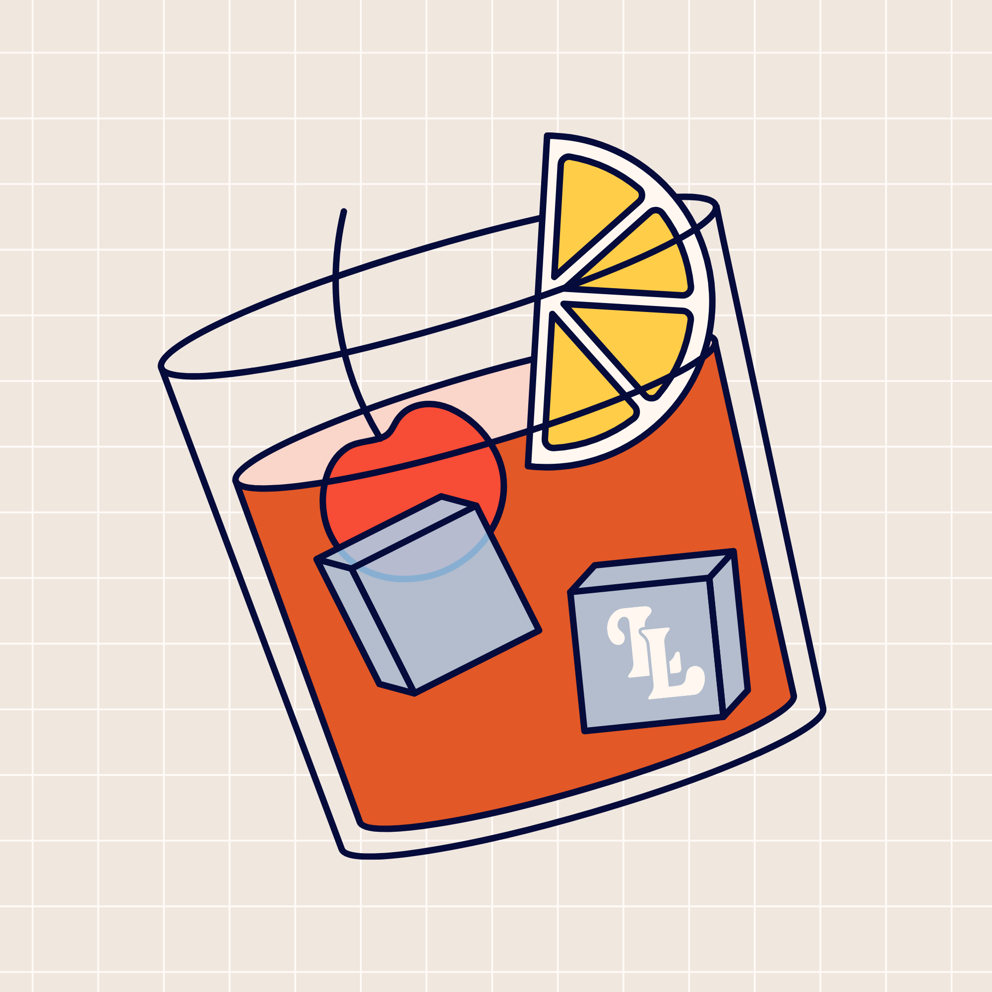 Mocktail illustration with cherry and citrus