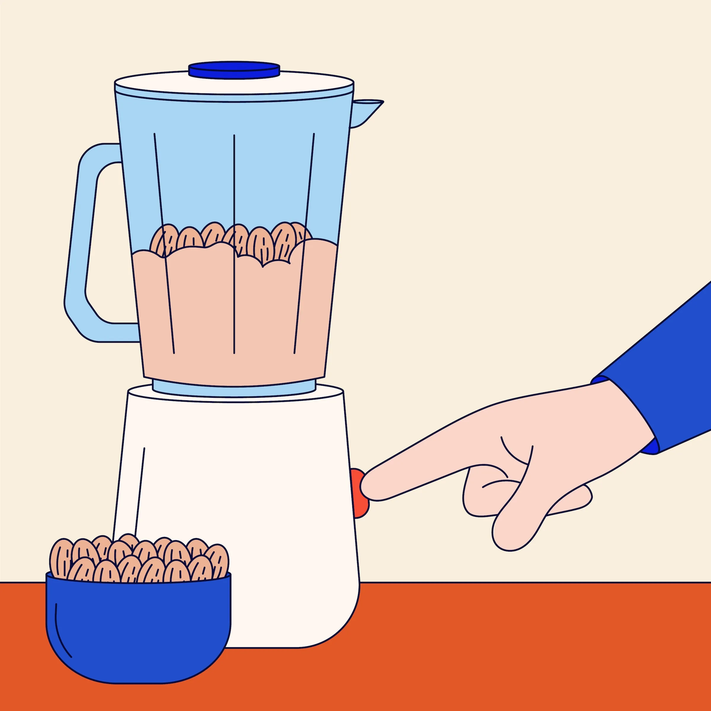 Nut milk making illustration for reducing food waste