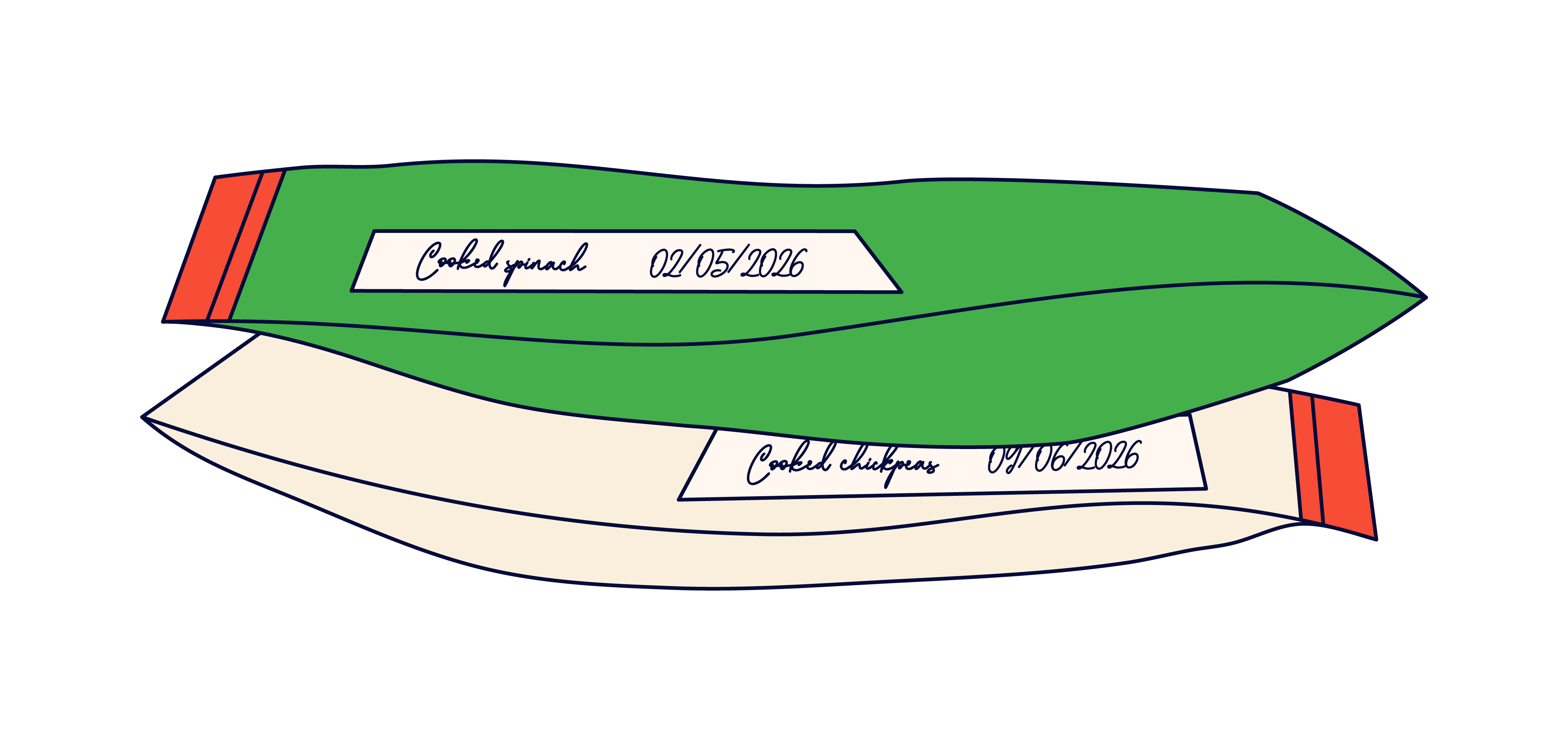 illustration of freezer bags with leftovers for zero waste freezer