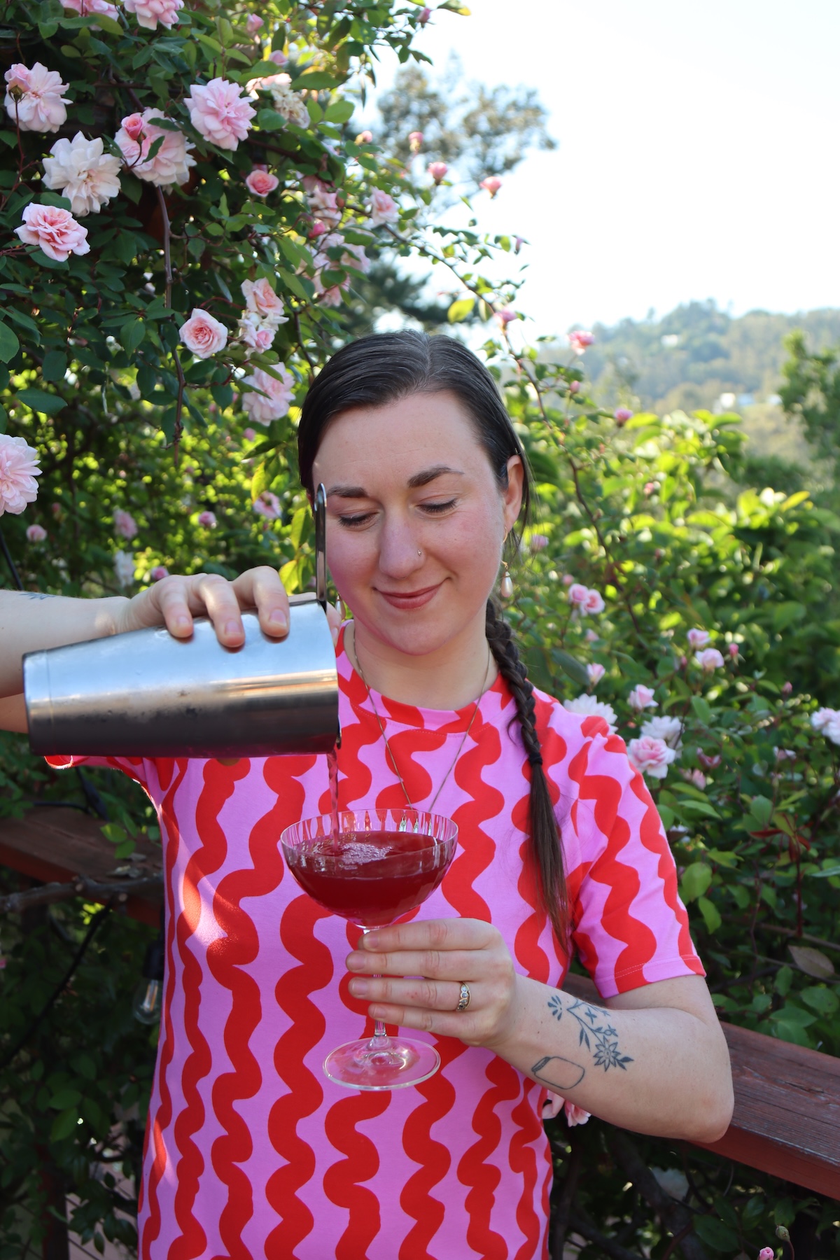 Botanical margarita made during corporate team-building wellness happy hour 