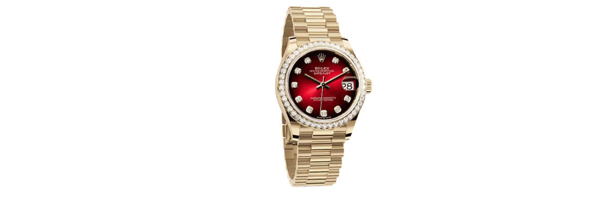 Rolex Datejust with red dial and diamond markers