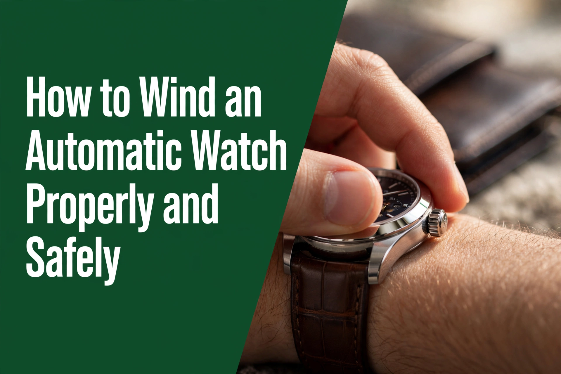 Blog cover graphic showing how to wind an automatic watch