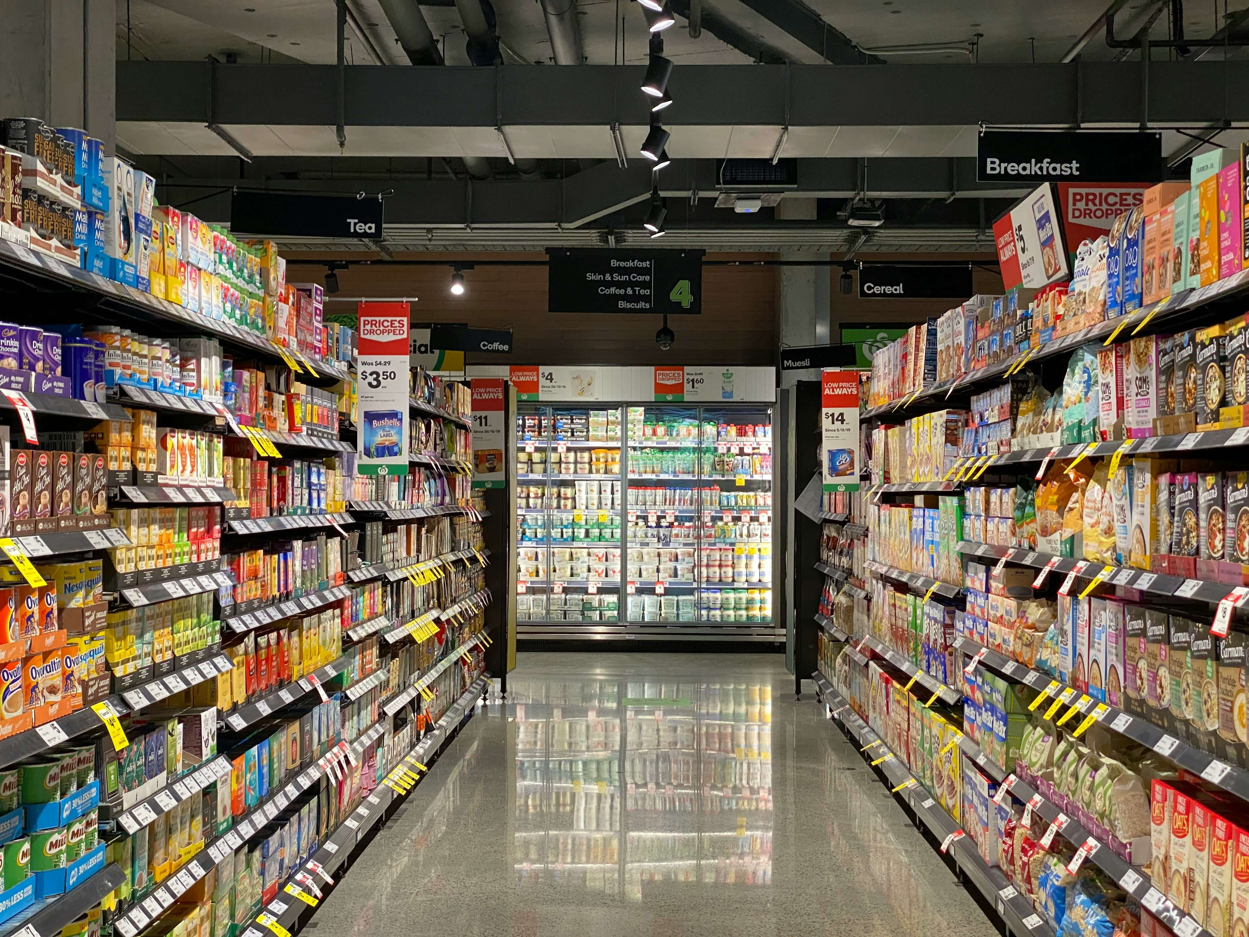 FMCG products on storeshelf