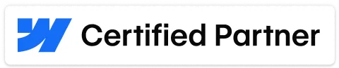 Badge partenaire certifié avec un logo bleu stylisé à gauche.