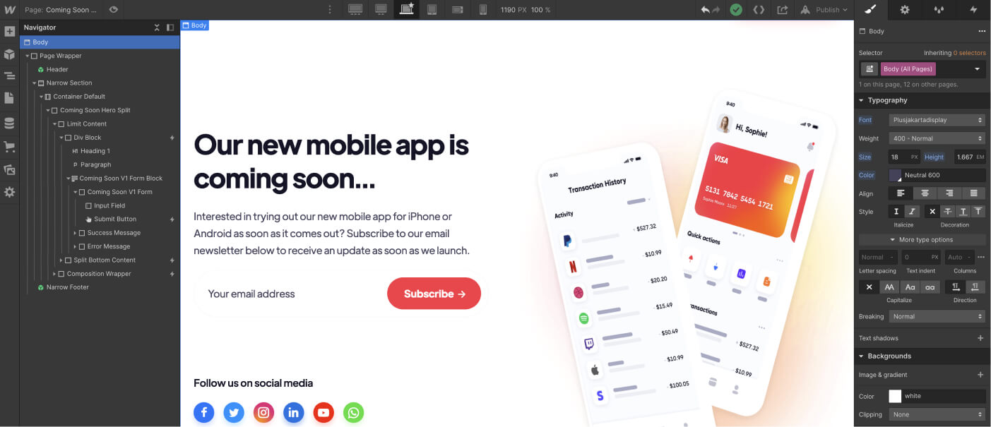 Typography - Soon X Webflow Template