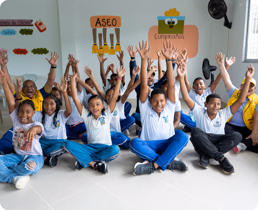 Educators and Students from an education centre supported by Mineros Foundation