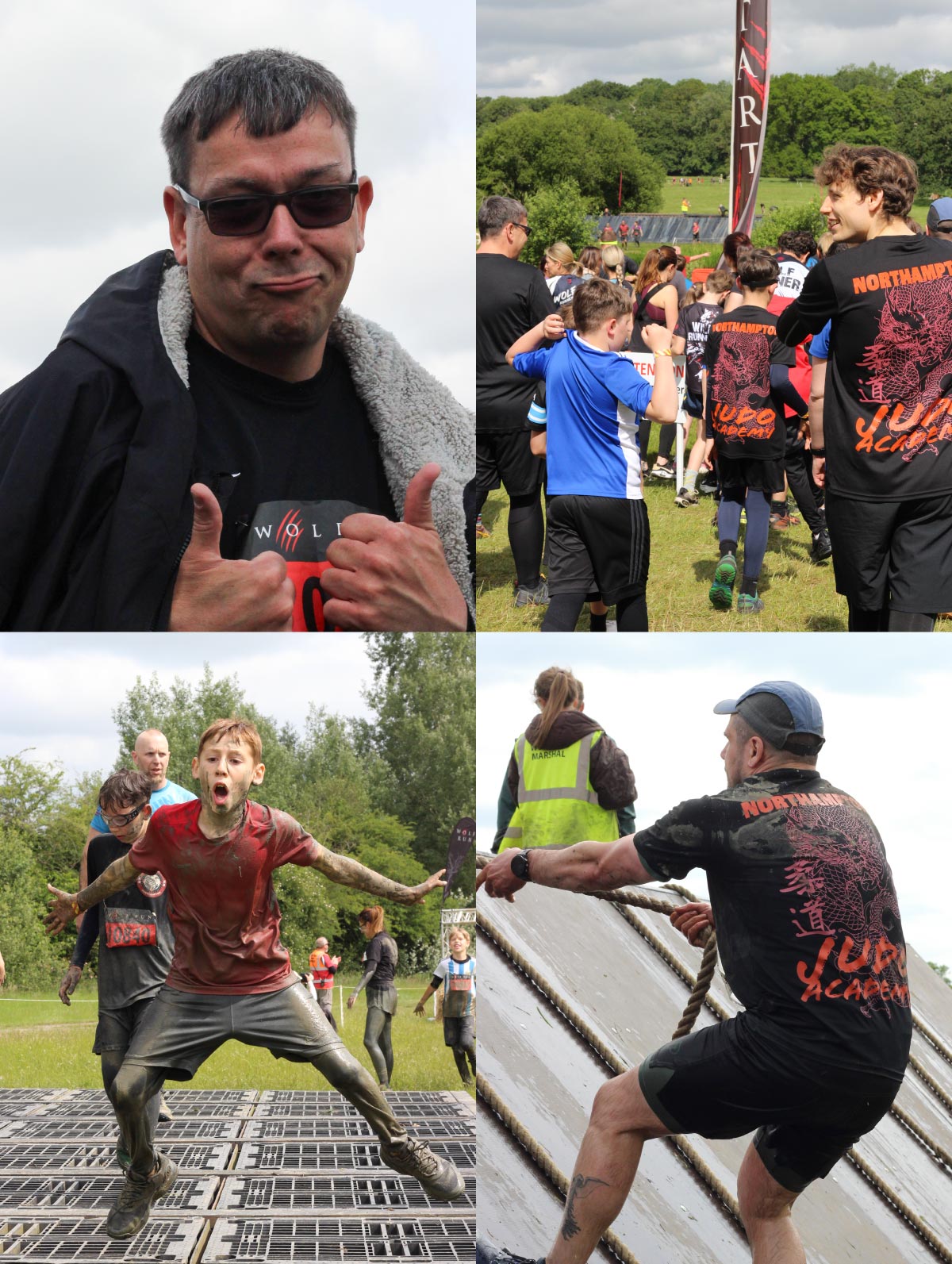 Family day team run through mud