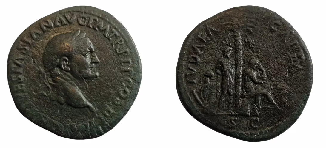 Moneda «Judea Capta» después de la destrucción del Segundo Templo