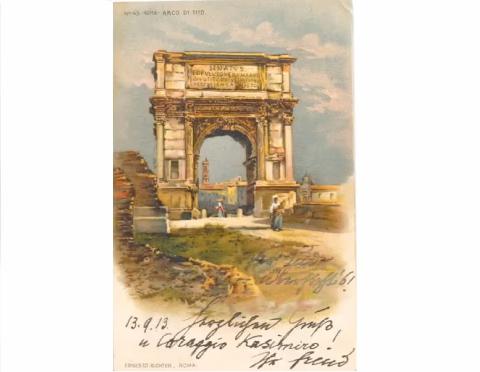  "¡El judío sobrevive!" Sigmund Freud escribió en esta postal con el Arco de Tito