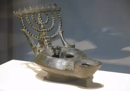 Oil Lamp Decorated with Menorah Byzantine Period