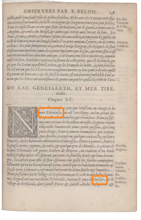 Pierre Belon, French Doctor, Mentions Jews in the Tiberias and the Galilee