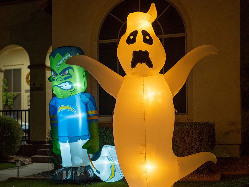 inflatables in front of house
