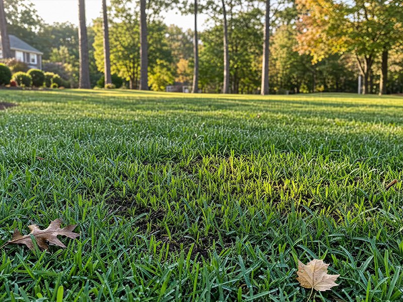 leaves on green lawn