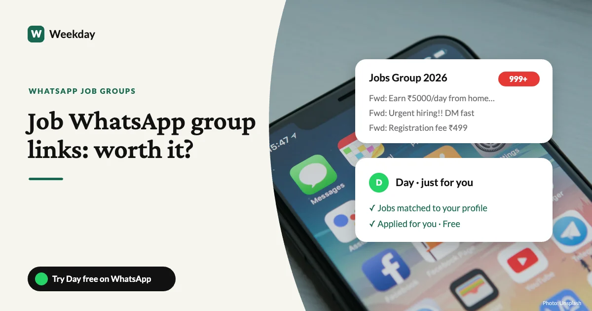 Job WhatsApp group links vs a personal AI job agent on WhatsApp