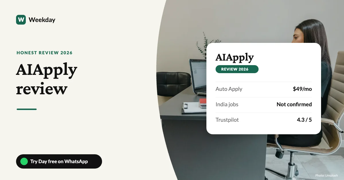AIApply review 2026: auto apply pricing, India coverage and Trustpilot rating