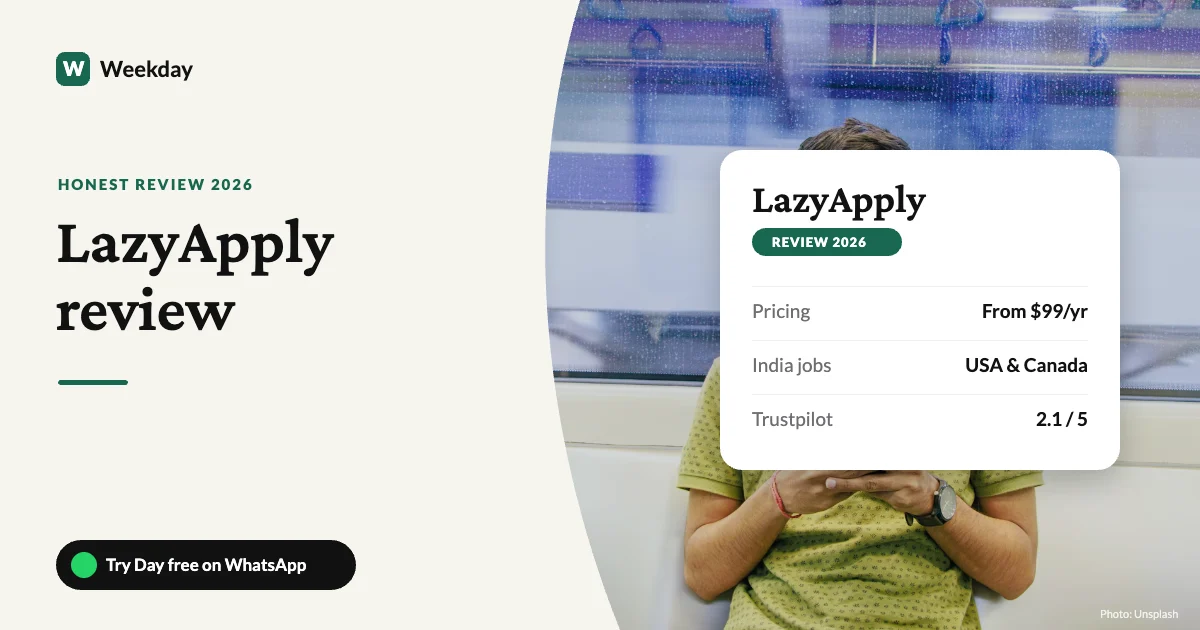 LazyApply review 2026: pricing, India coverage and Trustpilot rating