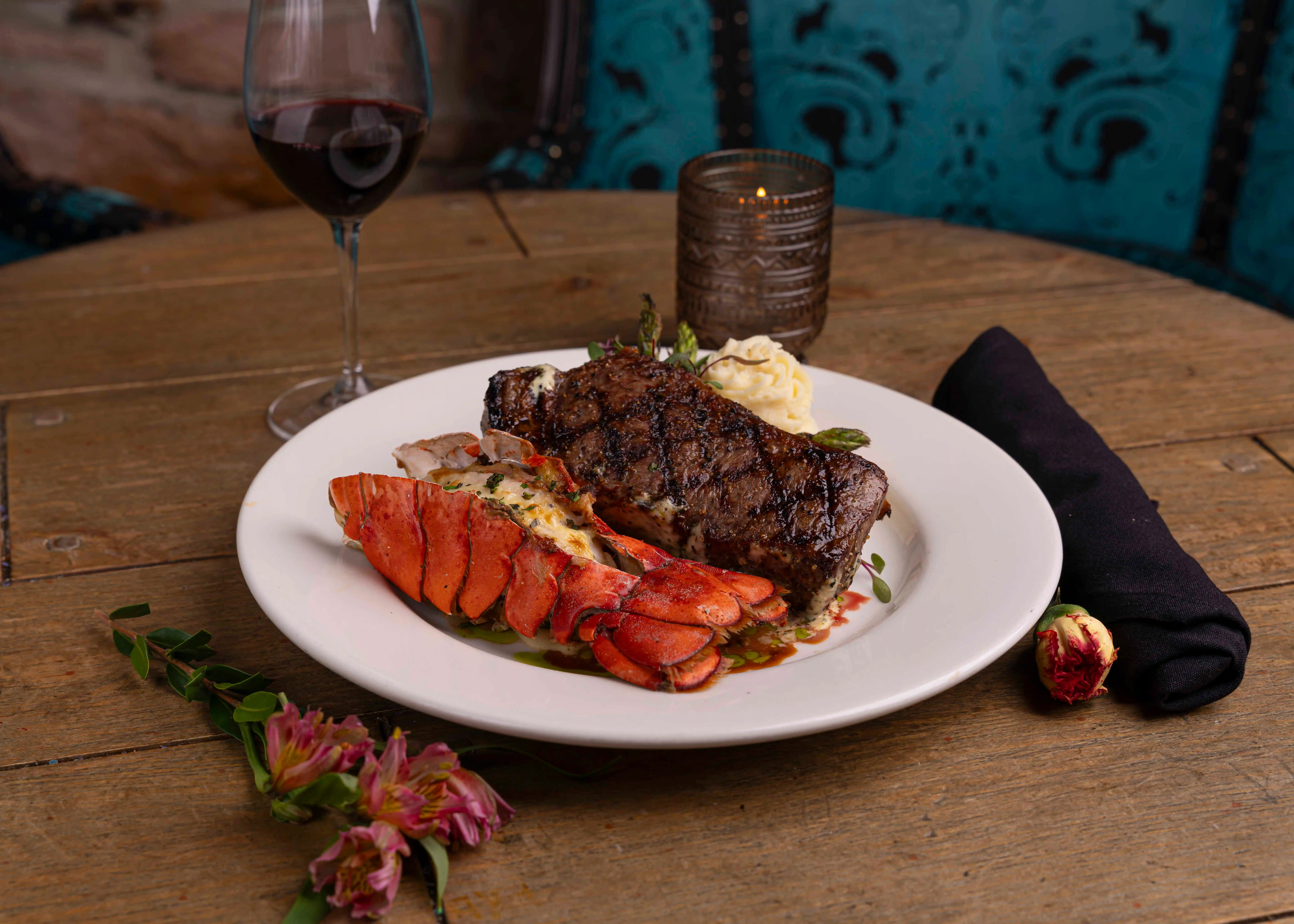 New York strip and lobster from a Crawford's weekly feature.