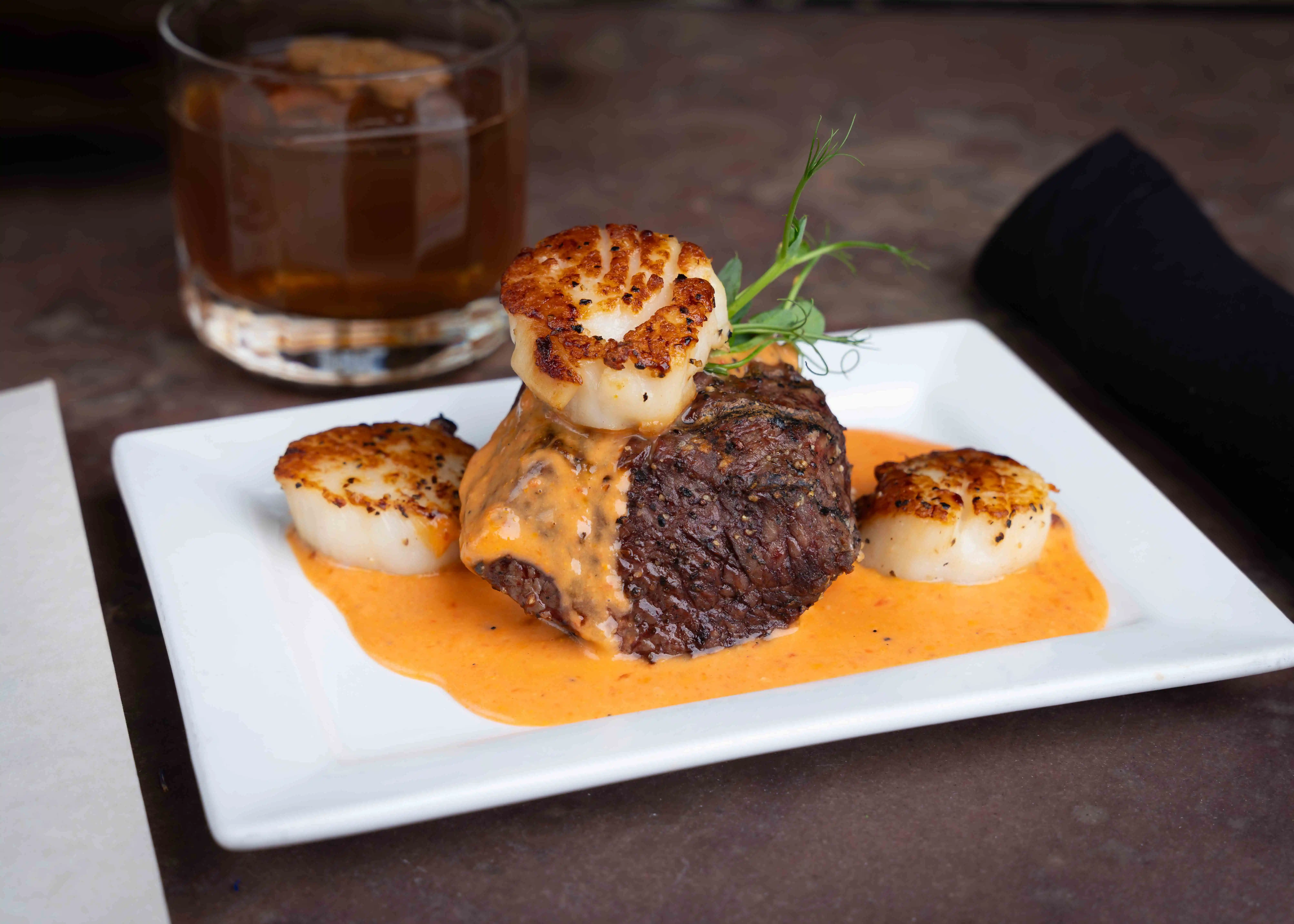 Scallops w/ Roasted Red Pepper Cream