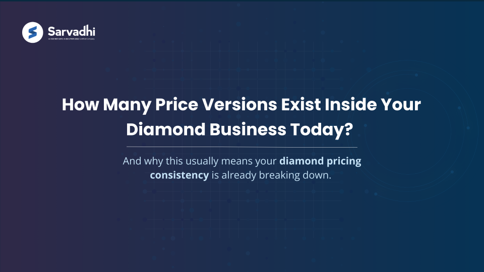 Text-based banner highlighting multiple price versions caused by lack of diamond pricing consistency. 