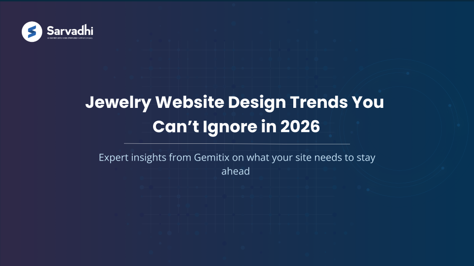 Text banner highlighting jewelry website design trends to watch in 2026 