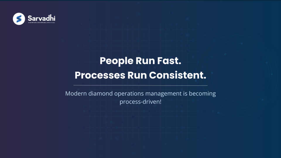 Text-based banner highlighting the shift from people driven to process driven diamond operations management. 