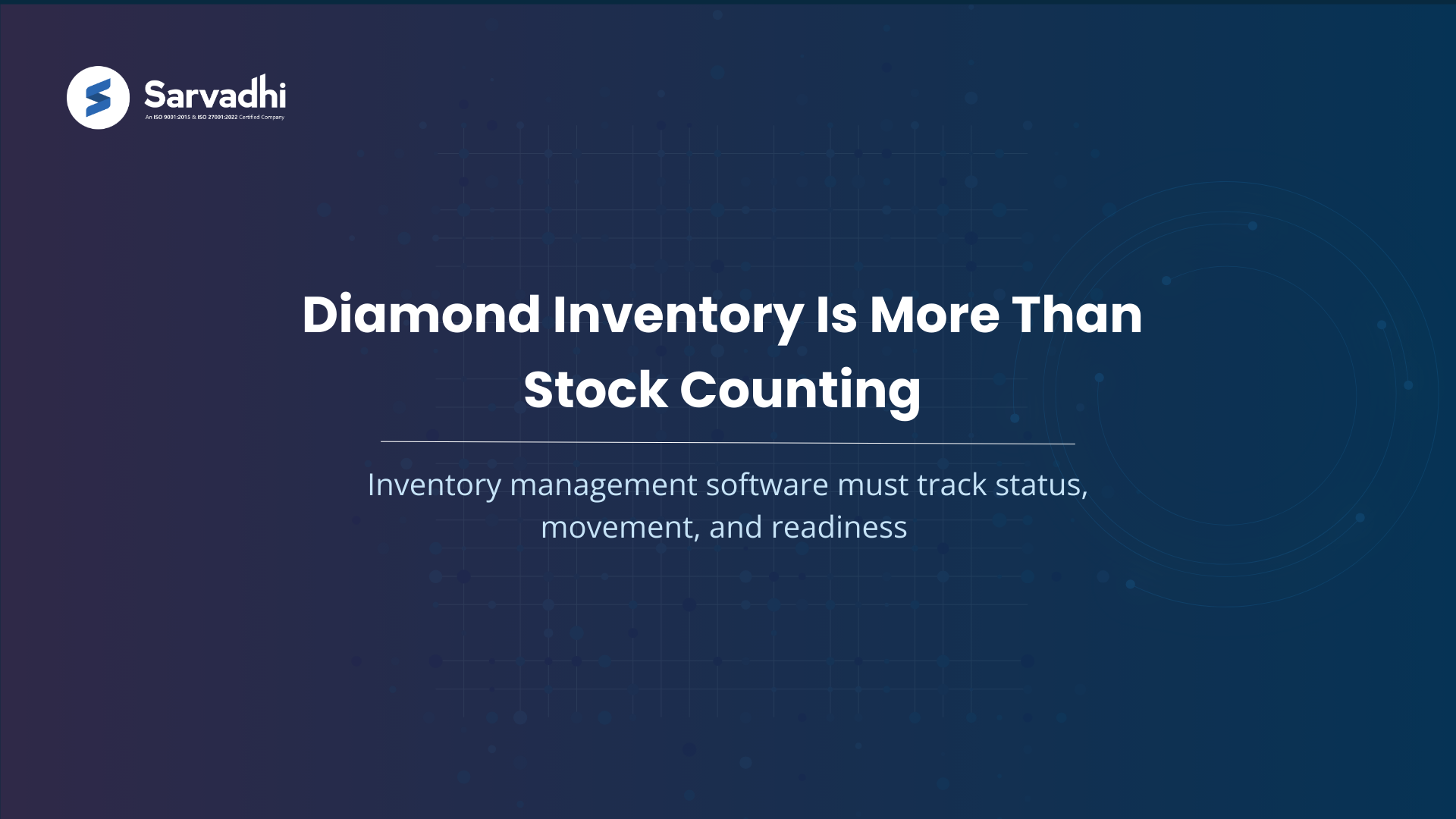 Text banner highlighting diamond inventory management software, stock, movement, and readiness tracking.