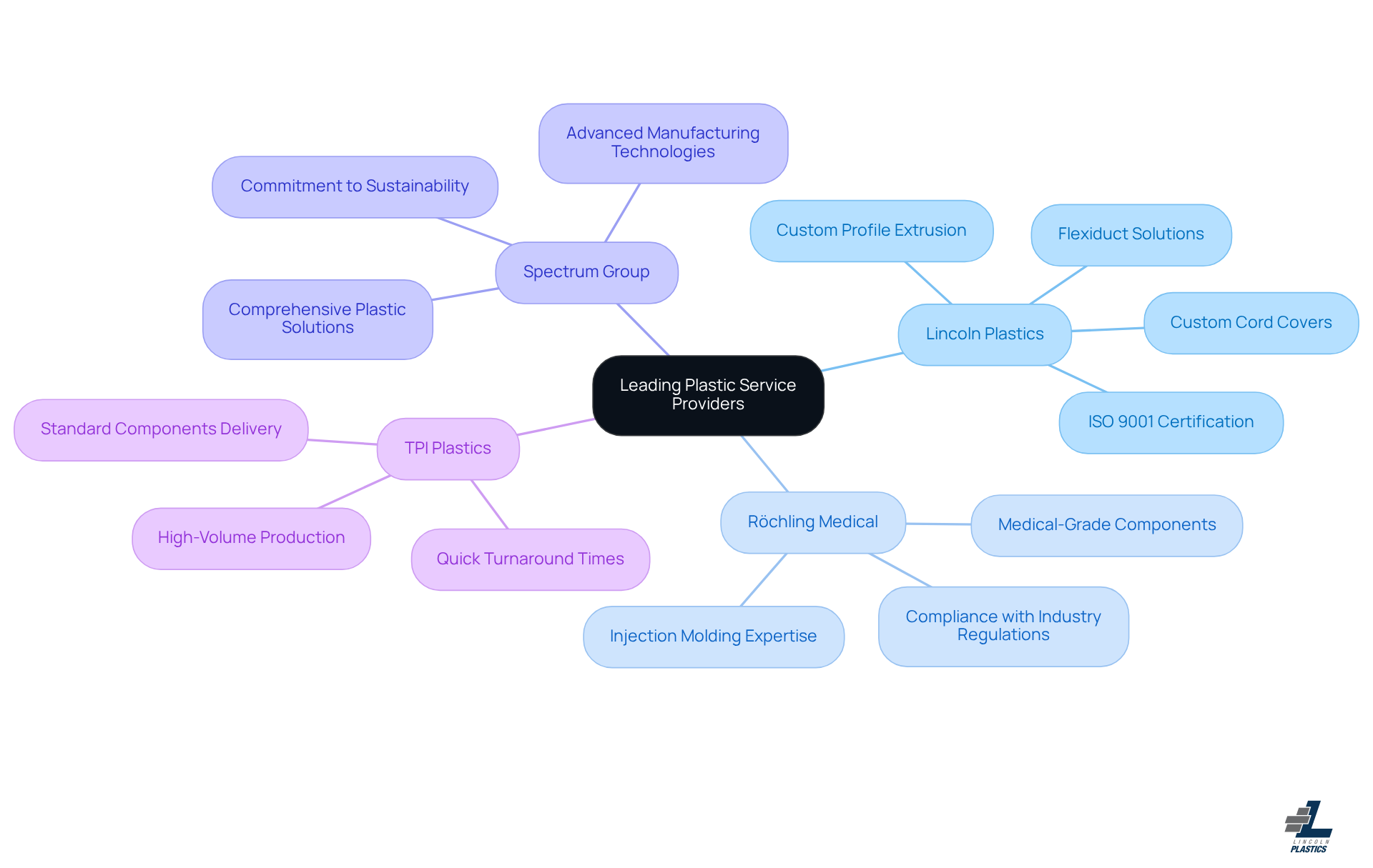 The central node represents the overall topic, while each branch shows a different provider. The sub-branches highlight what makes each provider unique, helping you quickly identify which one might suit your needs best. The central node represents the overall topic, while each branch shows a different provider. The sub-branches highlight what makes each provider unique, helping you quickly identify which one might suit your needs best.