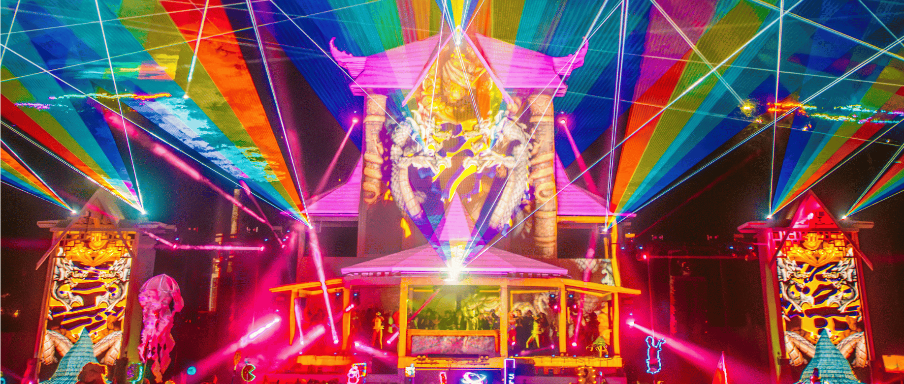 Lit up stage at Shambhala Music Festival