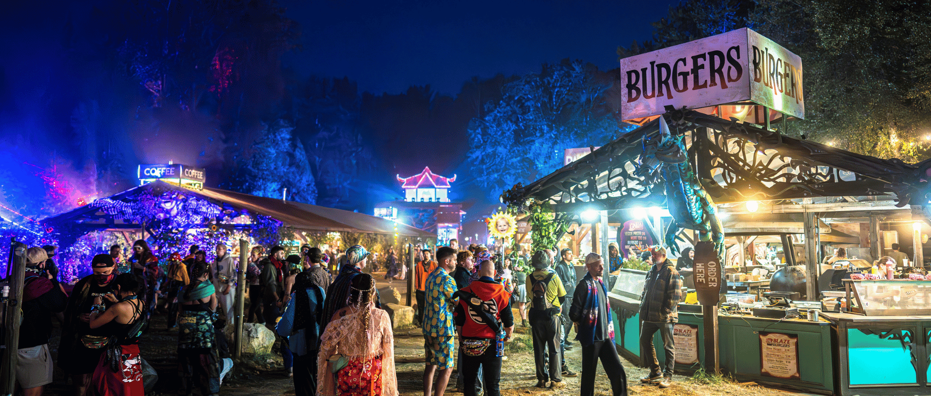 Lit up stage at Shambhala Music Festival