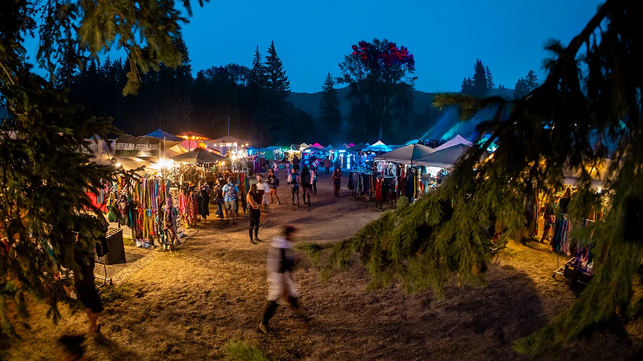 Lit up stage at Shambhala Music Festival