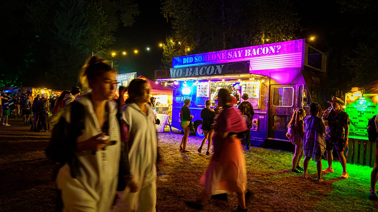 Lit up stage at Shambhala Music Festival