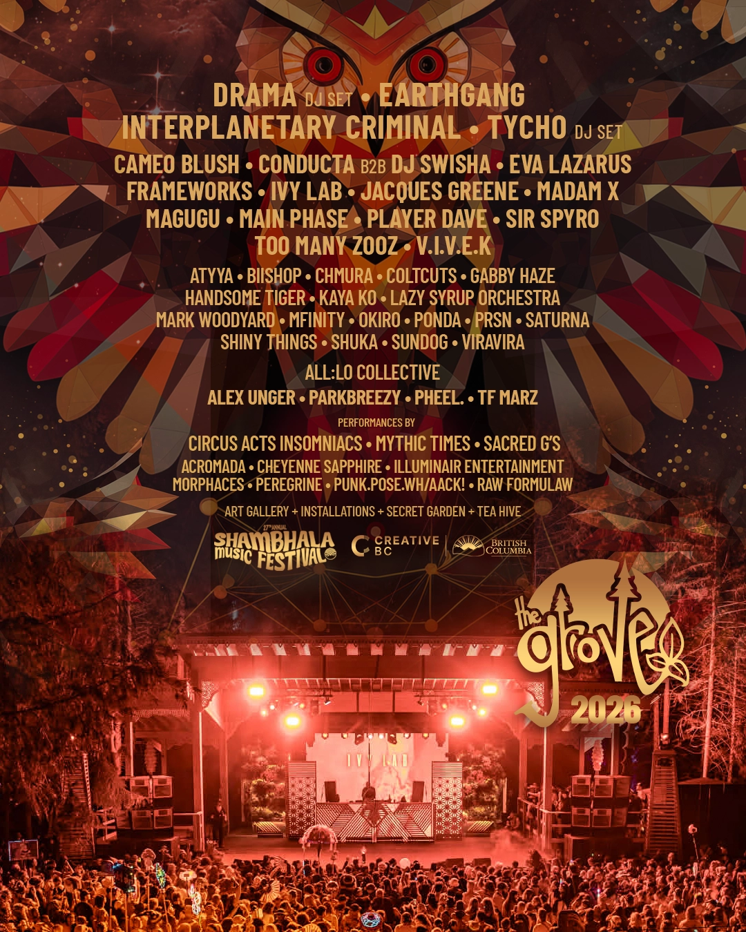 The Grove stage poster - Shambhala Music Festival