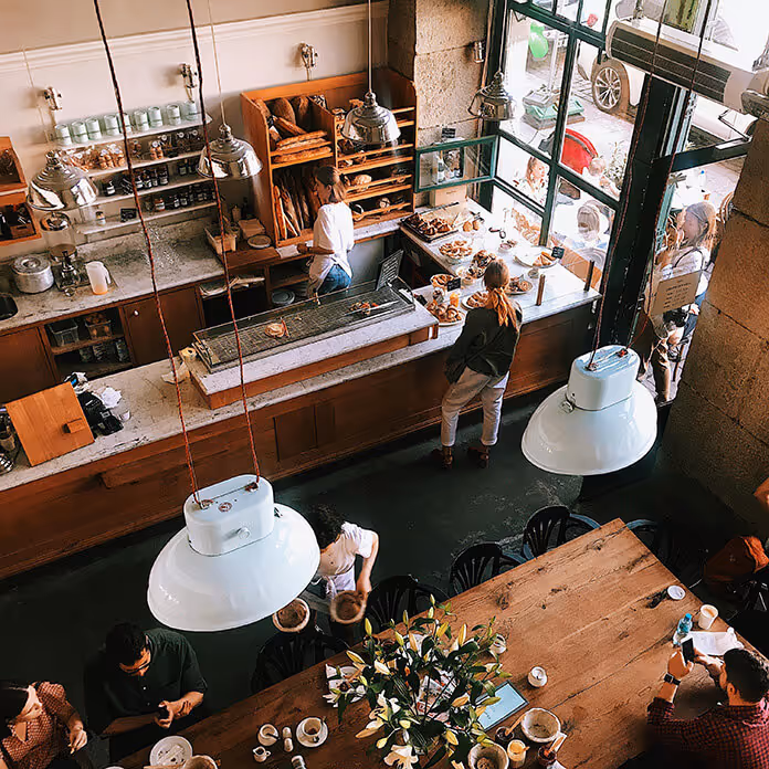 The interior of a local coffee shop