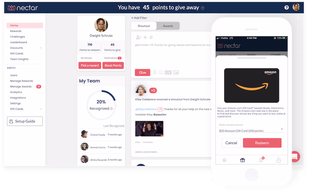 Nectar website and mobile app