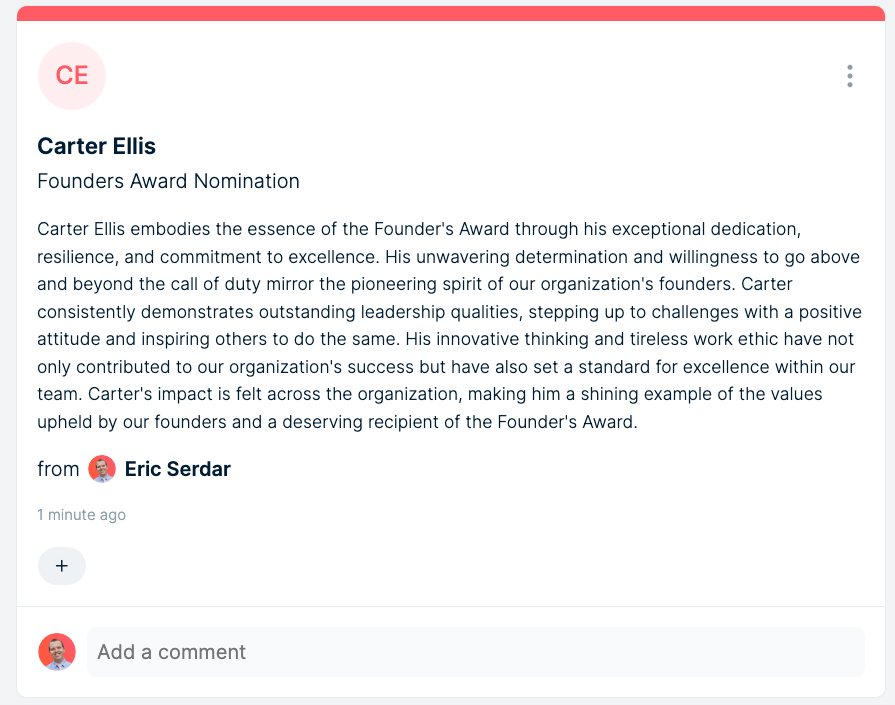 Individual nomination posts on Nectar feed.