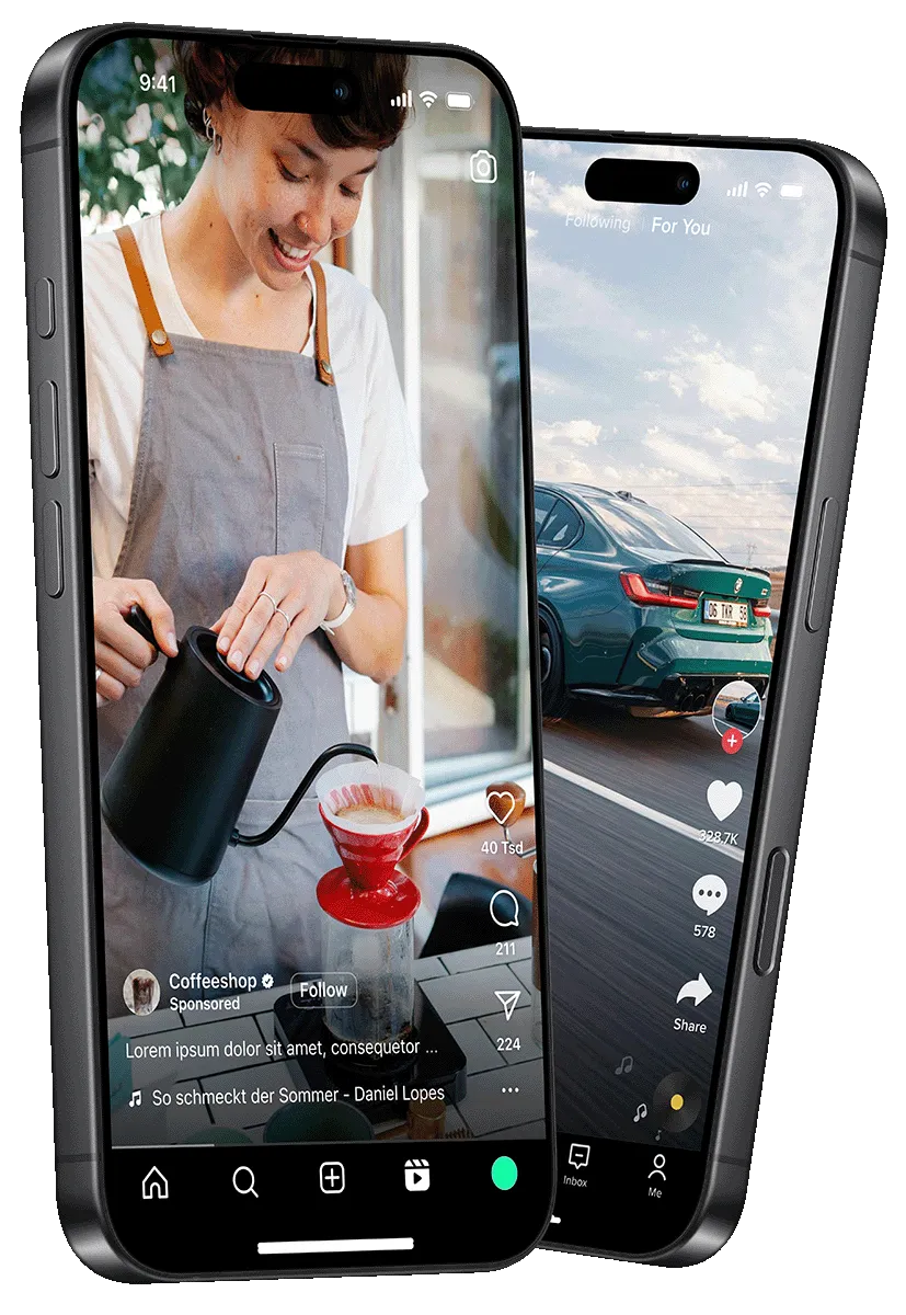 A picture of two phones showing a social media platform with a video playing 