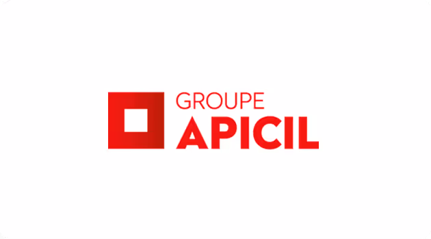 Groupe Apicil logo with red square icon and red text on white background.