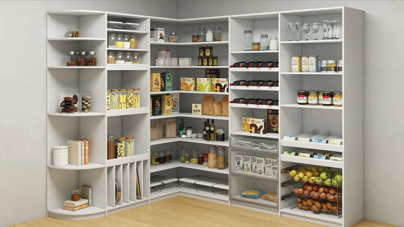 closets by design pantry in white finish