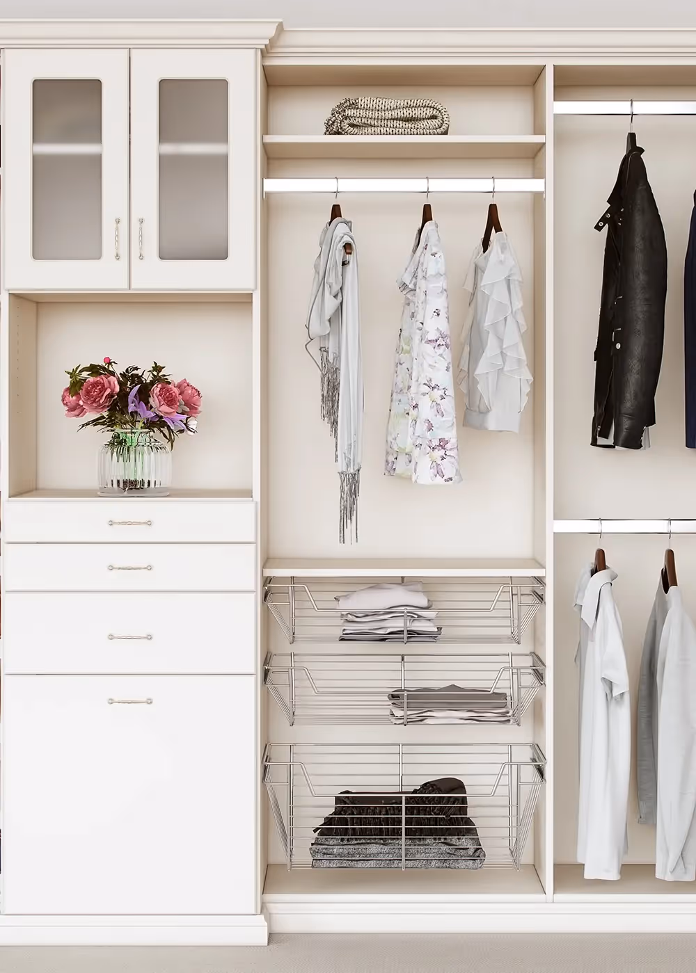 Closets by Design Transitional Reach In Closet in Antique White Classic finish