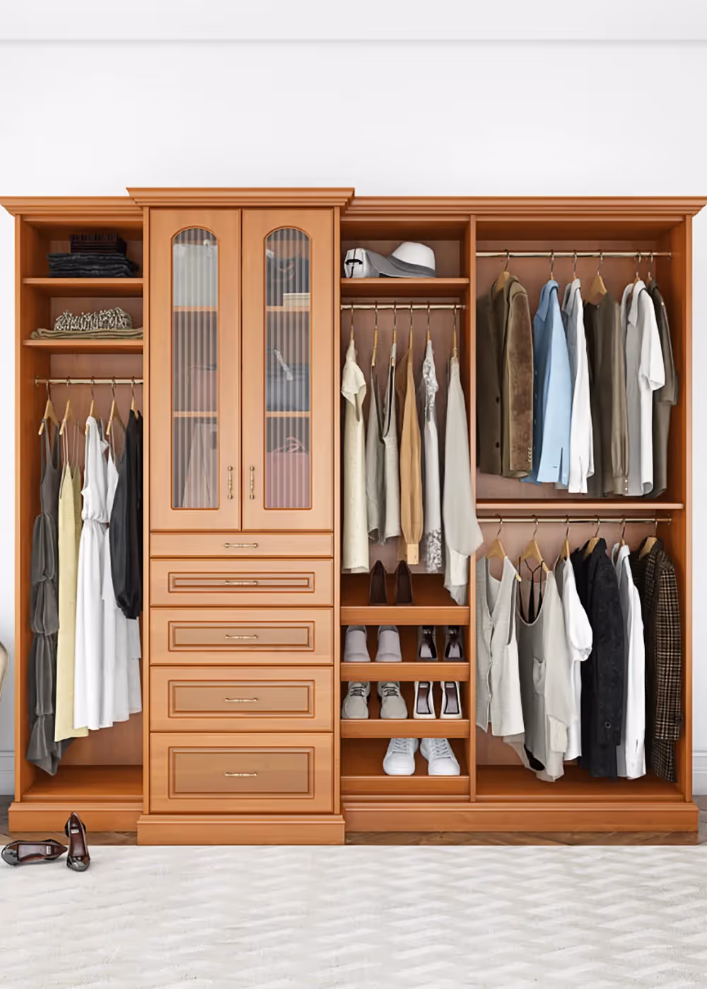 Closets by Design Transitional Reach in Closet in Pearwood Everyday Finish