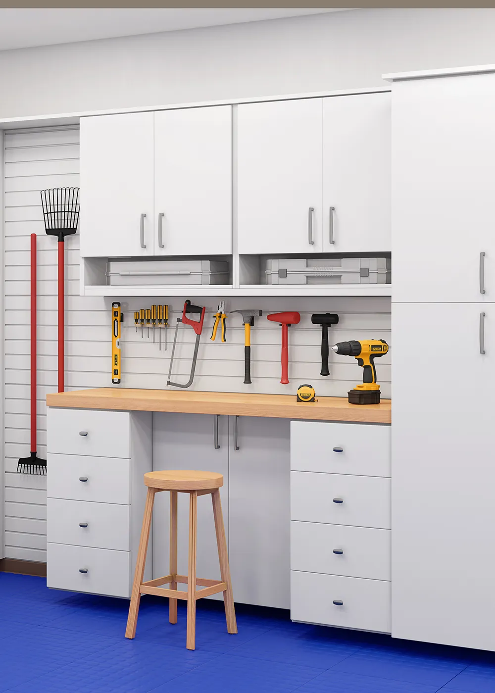 Closets by Design Modern Industrial Garage in White Classic finish