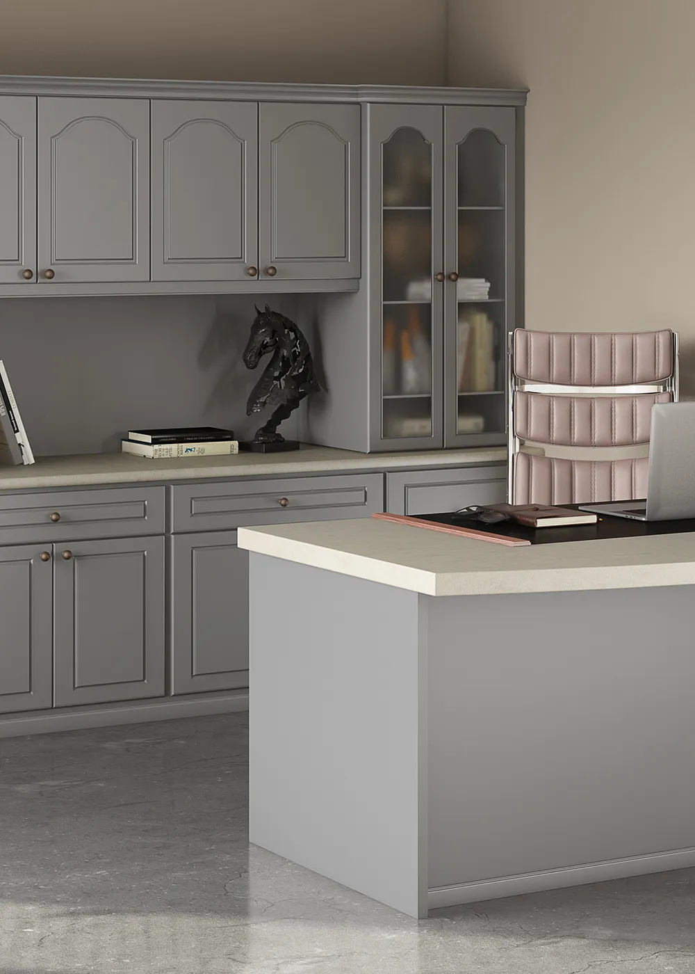 Closets by Design Modern Home Office in Dark Grey Infinity Office + Deco finish