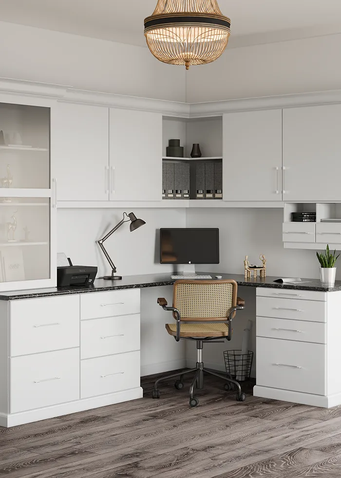 Closets by Design Home Office in White Infinity Office finish