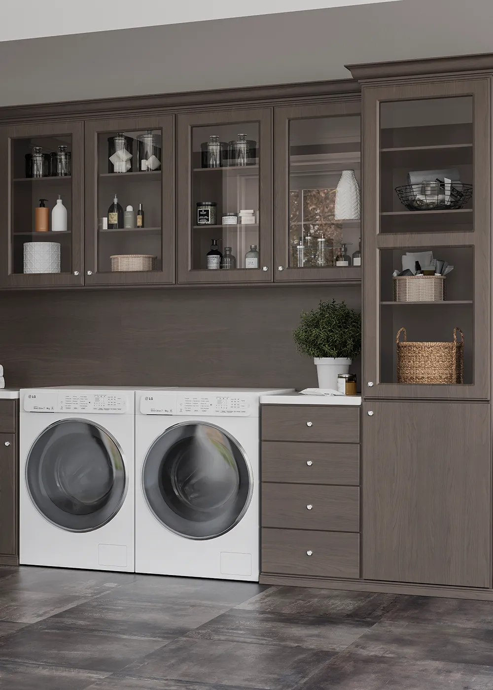Closets by Design Modern Wall Units in Chocolate Pear finish