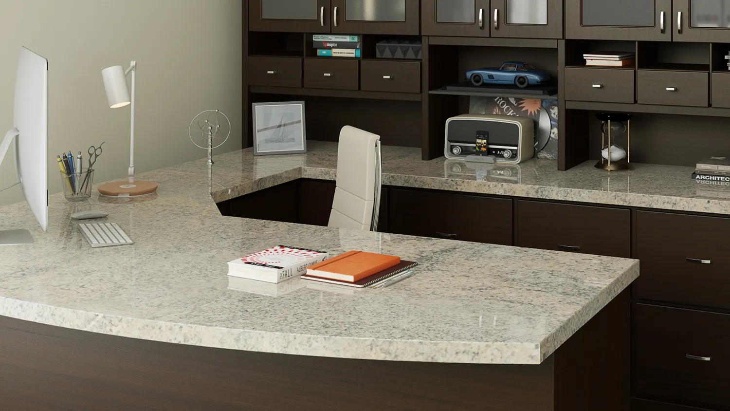 Textured finishes that stand up to coffee spills.