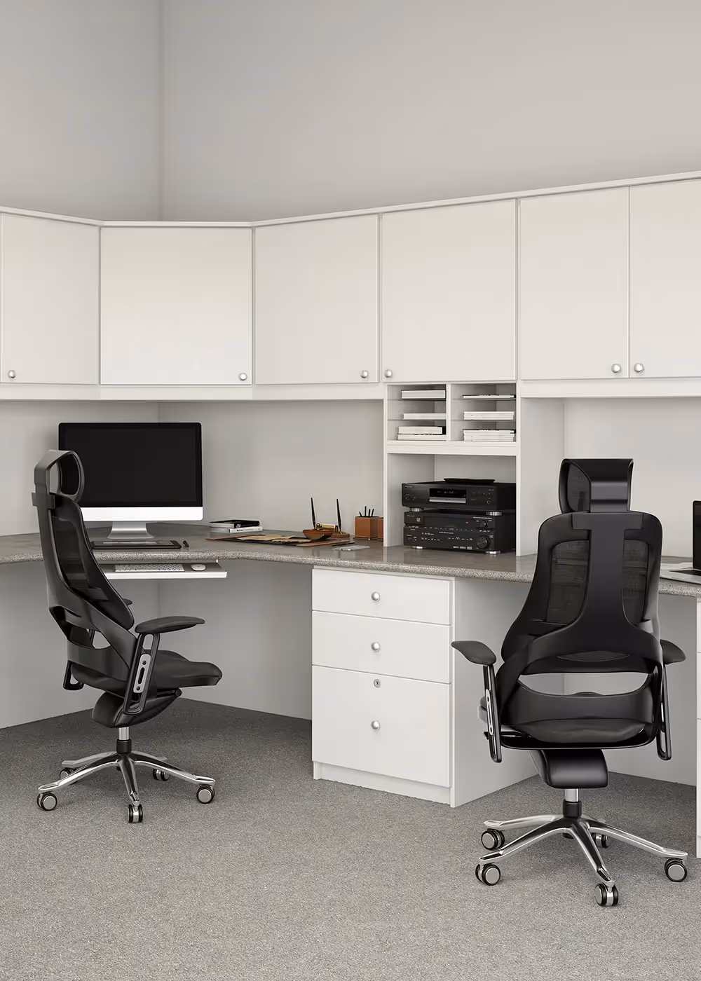 Closets by Design Modern Commercial Office in Light Teak finish